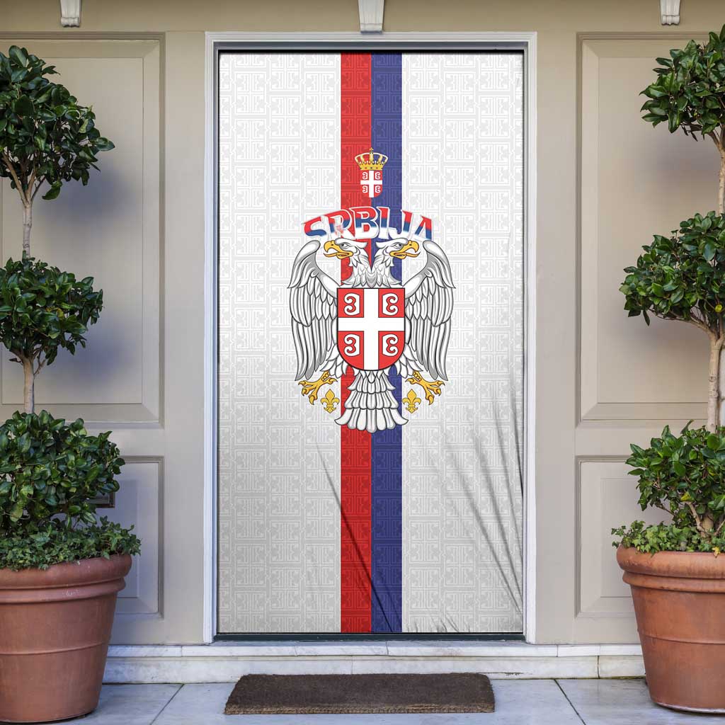 Serbia Coat Of Arms Srbija Eagle Door Cover Traditional Serbian Heraldic Crest White Double Headed Eagle