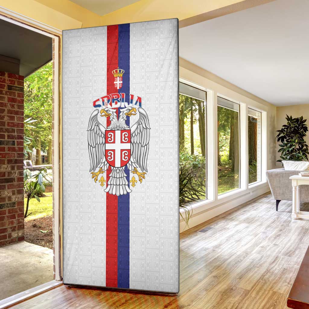 Serbia Coat Of Arms Srbija Eagle Door Cover Traditional Serbian Heraldic Crest White Double Headed Eagle