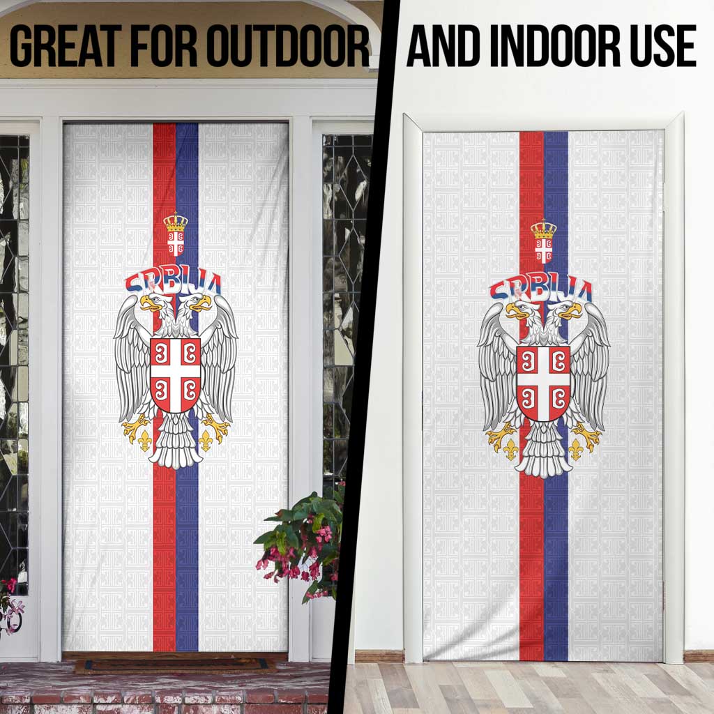 Serbia Coat Of Arms Srbija Eagle Door Cover Traditional Serbian Heraldic Crest White Double Headed Eagle