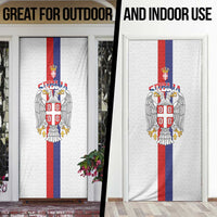 Serbia Coat Of Arms Srbija Eagle Door Cover Traditional Serbian Heraldic Crest White Double Headed Eagle