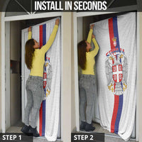 Serbia Coat Of Arms Srbija Eagle Door Cover Traditional Serbian Heraldic Crest White Double Headed Eagle