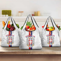 Serbia Coat Of Arms Srbija Eagle Grocery Bag Traditional Serbian Heraldic Crest White Double Headed Eagle