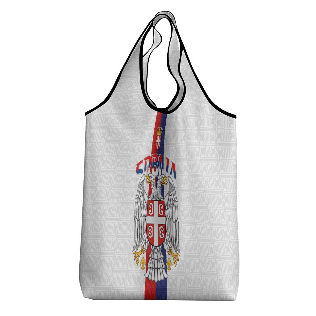 Serbia Coat Of Arms Srbija Eagle Grocery Bag Traditional Serbian Heraldic Crest White Double Headed Eagle