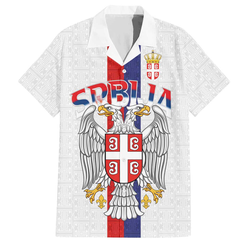 Serbia Coat Of Arms Srbija Eagle Hawaiian Shirt Traditional Serbian Heraldic Crest White Double Headed Eagle