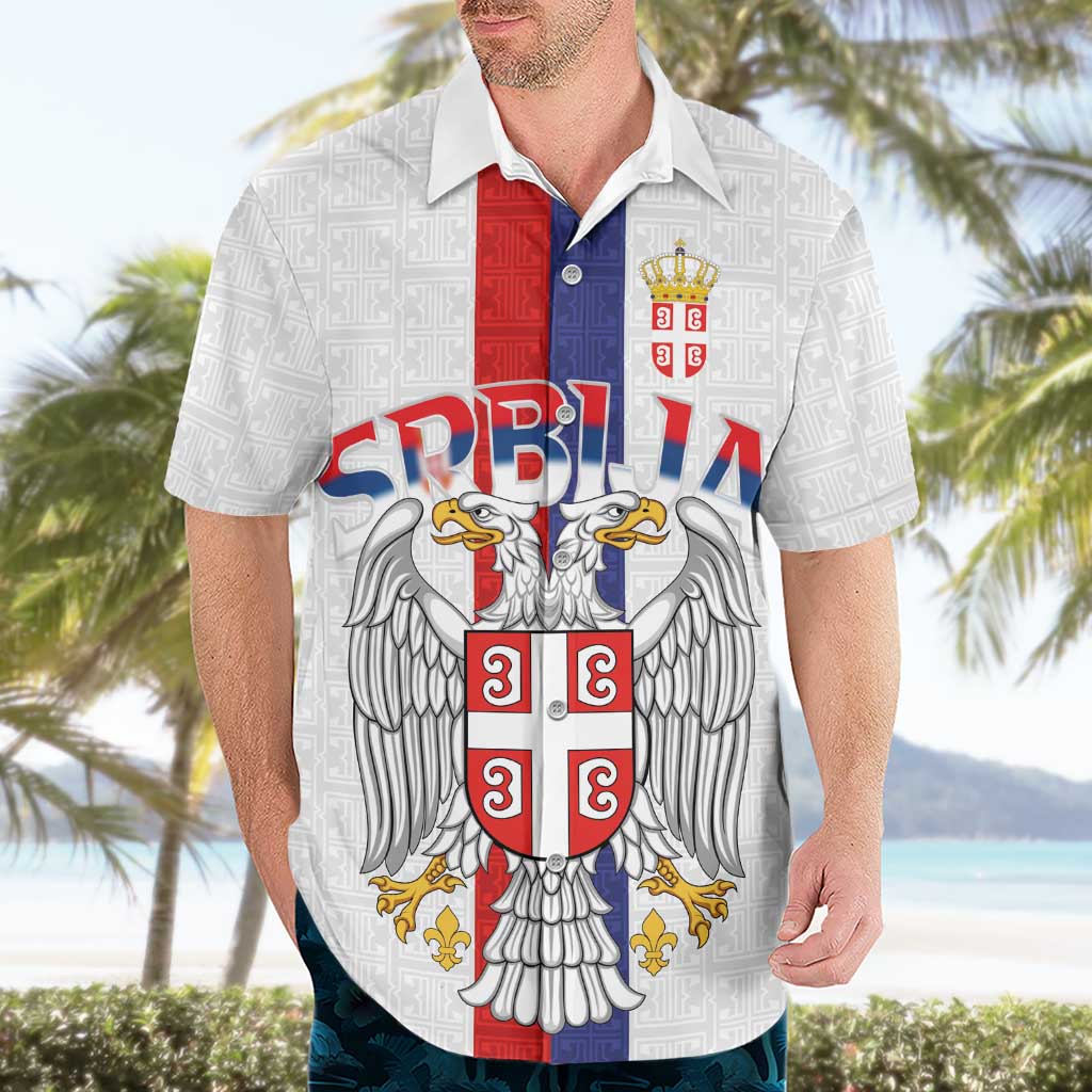 Serbia Coat Of Arms Srbija Eagle Hawaiian Shirt Traditional Serbian Heraldic Crest White Double Headed Eagle