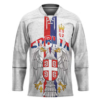 Serbia Coat Of Arms Srbija Eagle Hockey Jersey Traditional Serbian Heraldic Crest White Double Headed Eagle