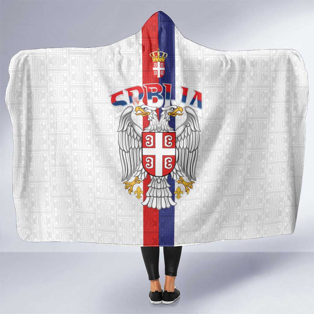 Serbia Coat Of Arms Srbija Eagle Hooded Blanket Traditional Serbian Heraldic Crest White Double Headed Eagle