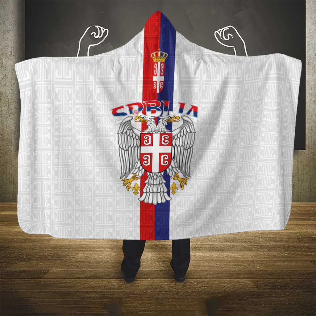 Serbia Coat Of Arms Srbija Eagle Hooded Blanket Traditional Serbian Heraldic Crest White Double Headed Eagle