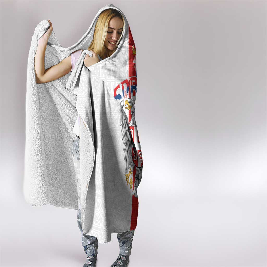 Serbia Coat Of Arms Srbija Eagle Hooded Blanket Traditional Serbian Heraldic Crest White Double Headed Eagle