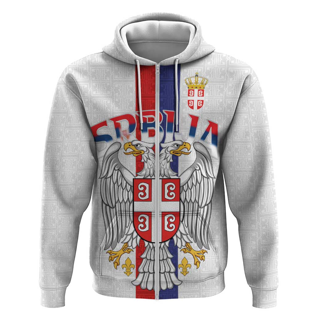 Serbia Coat Of Arms Srbija Eagle Hoodie Traditional Serbian Heraldic Crest White Double Headed Eagle