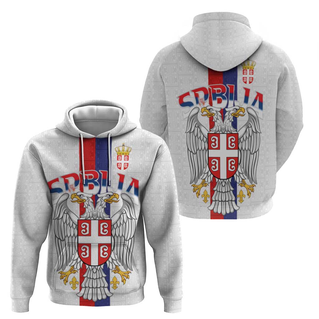 Serbia Coat Of Arms Srbija Eagle Hoodie Traditional Serbian Heraldic Crest White Double Headed Eagle