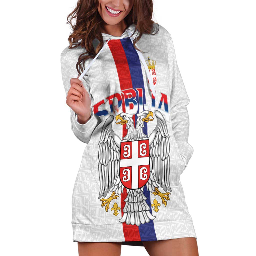 Serbia Coat Of Arms Srbija Eagle Hoodie Dress Traditional Serbian Heraldic Crest White Double Headed Eagle