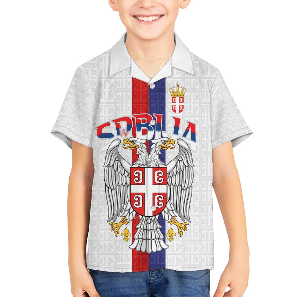 Serbia Coat Of Arms Srbija Eagle Kid Hawaiian Shirt Traditional Serbian Heraldic Crest White Double Headed Eagle