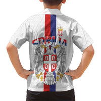 Serbia Coat Of Arms Srbija Eagle Kid Hawaiian Shirt Traditional Serbian Heraldic Crest White Double Headed Eagle