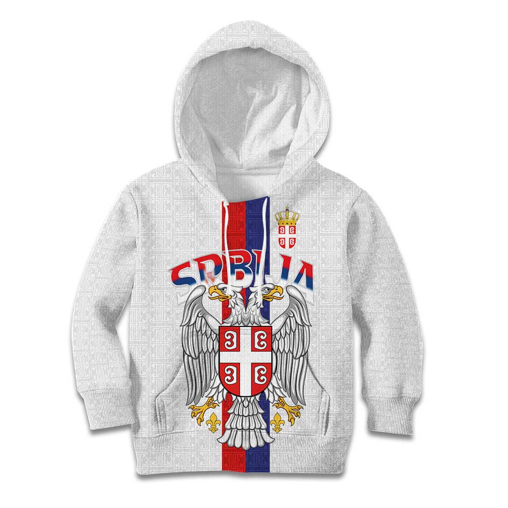 Serbia Coat Of Arms Srbija Eagle Kid Hoodie Traditional Serbian Heraldic Crest White Double Headed Eagle