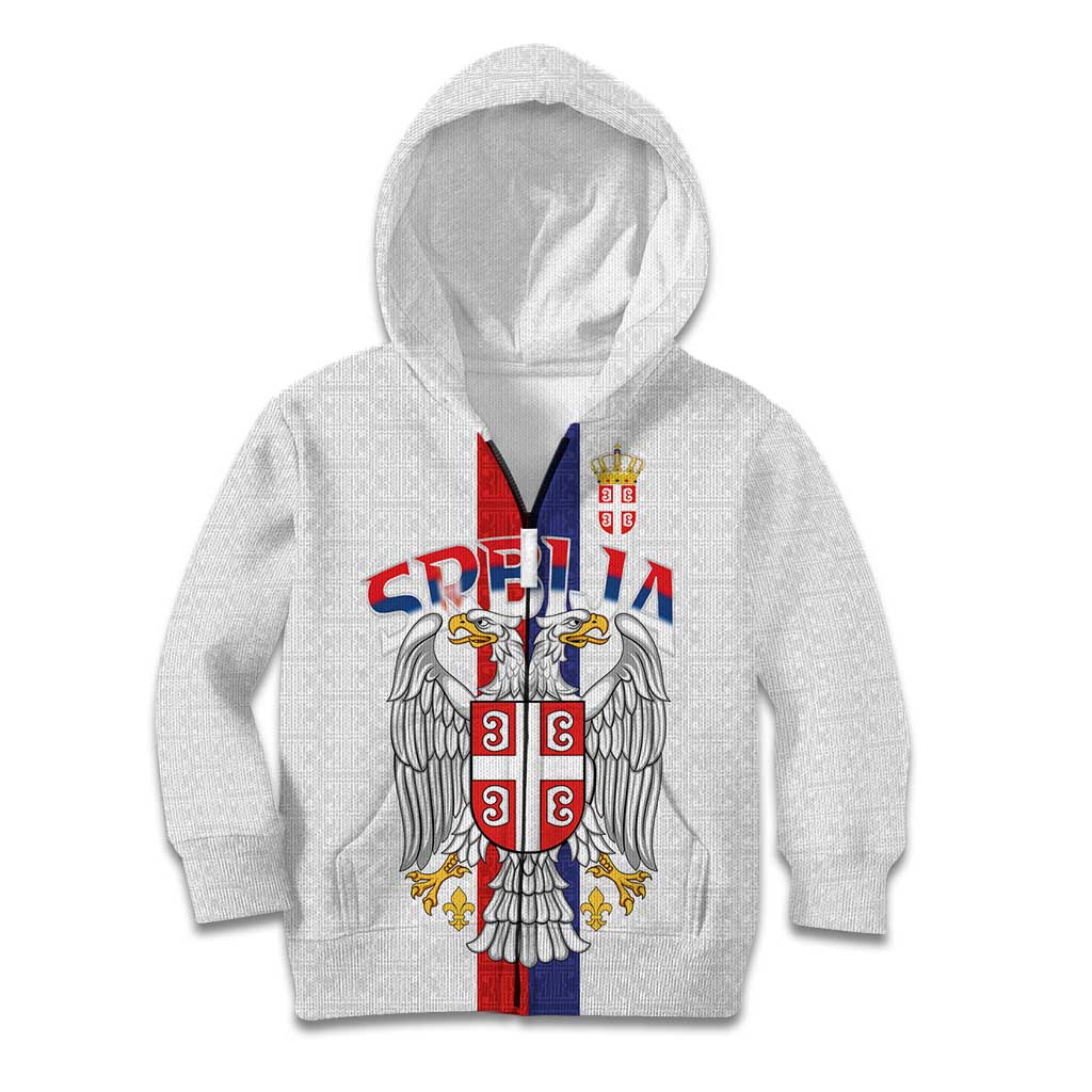 Serbia Coat Of Arms Srbija Eagle Kid Hoodie Traditional Serbian Heraldic Crest White Double Headed Eagle