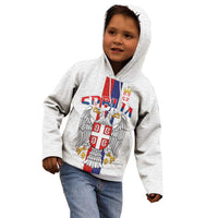 Serbia Coat Of Arms Srbija Eagle Kid Hoodie Traditional Serbian Heraldic Crest White Double Headed Eagle