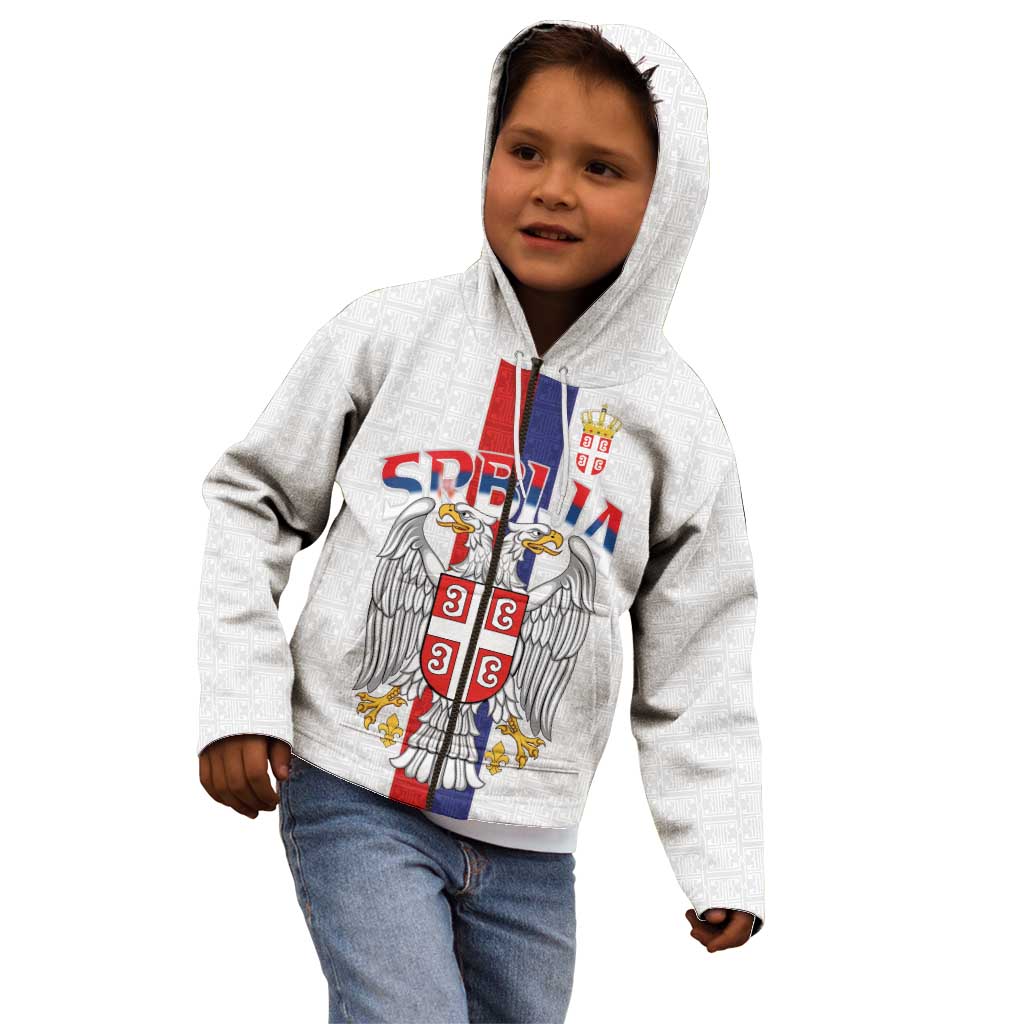 Serbia Coat Of Arms Srbija Eagle Kid Hoodie Traditional Serbian Heraldic Crest White Double Headed Eagle