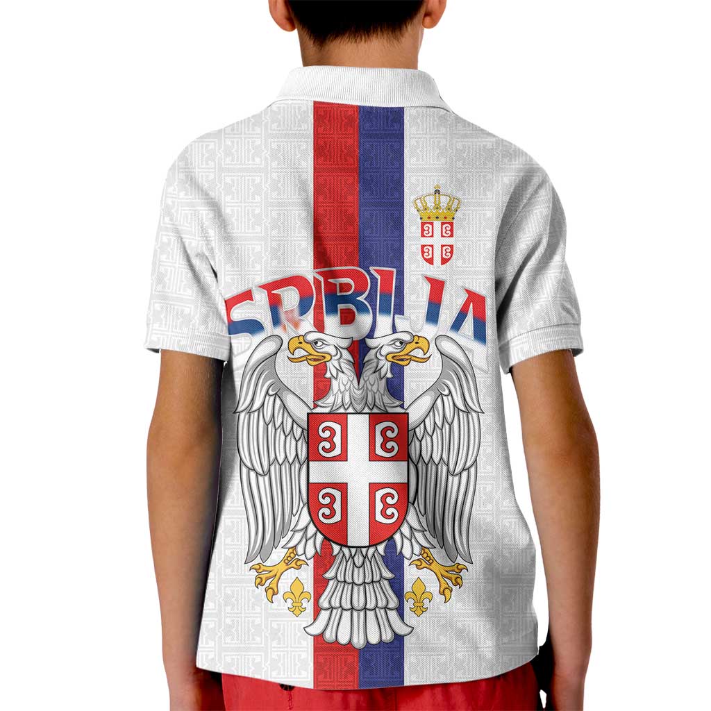 Serbia Coat Of Arms Srbija Eagle Kid Polo Shirt Traditional Serbian Heraldic Crest White Double Headed Eagle