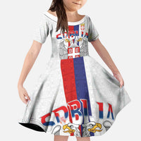 Serbia Coat Of Arms Srbija Eagle Kid Short Sleeve Dress Traditional Serbian Heraldic Crest White Double Headed Eagle