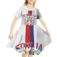 Serbia Coat Of Arms Srbija Eagle Kid Short Sleeve Dress Traditional Serbian Heraldic Crest White Double Headed Eagle