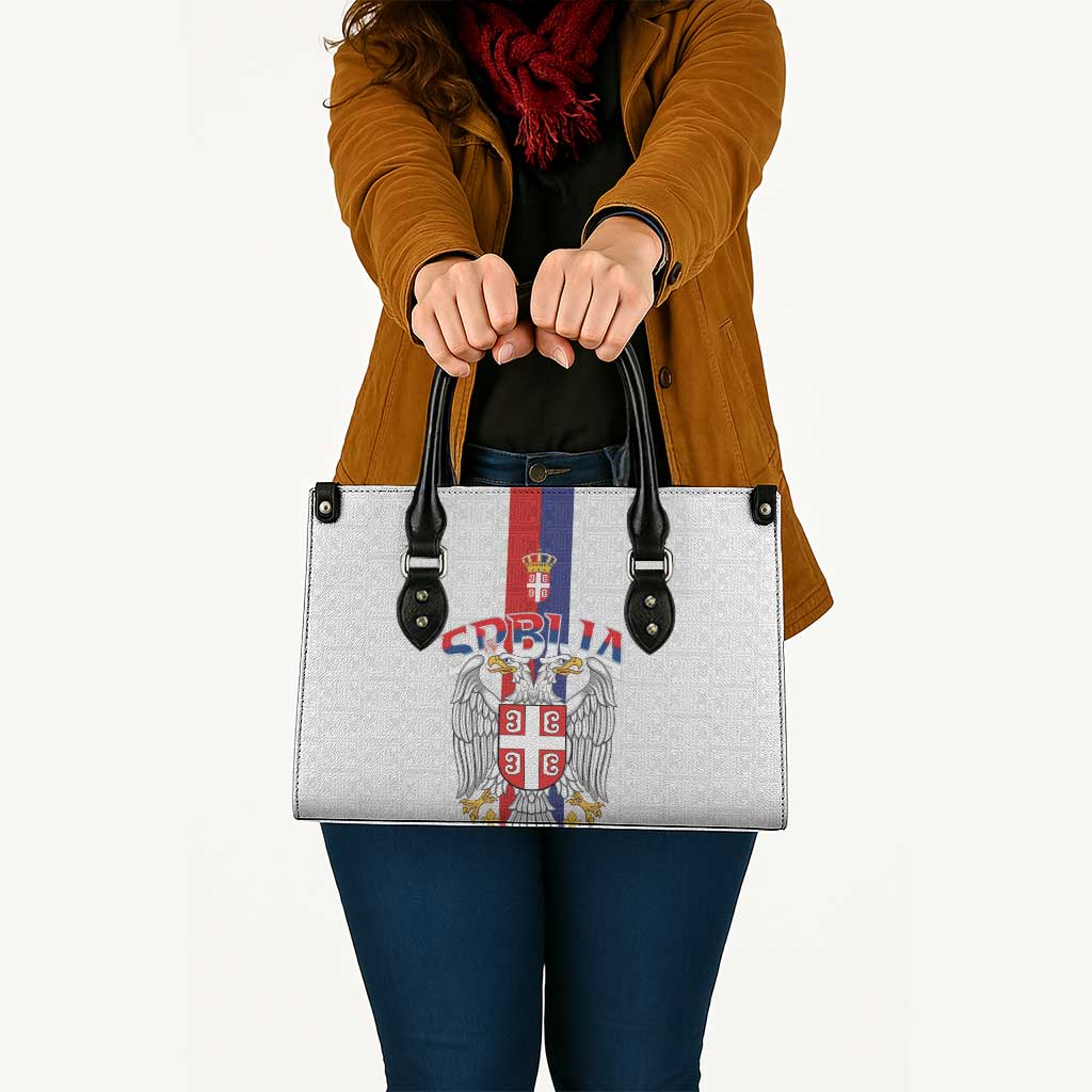 Serbia Coat Of Arms Srbija Eagle Leather Bag Traditional Serbian Heraldic Crest White Double Headed Eagle