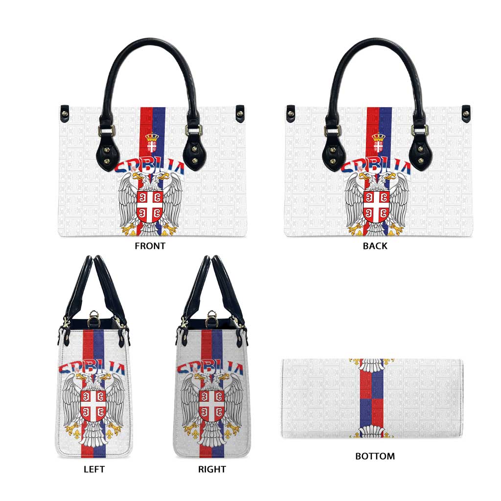 Serbia Coat Of Arms Srbija Eagle Leather Bag Traditional Serbian Heraldic Crest White Double Headed Eagle