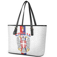 Serbia Coat Of Arms Srbija Eagle Leather Tote Bag Traditional Serbian Heraldic Crest White Double Headed Eagle