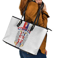 Serbia Coat Of Arms Srbija Eagle Leather Tote Bag Traditional Serbian Heraldic Crest White Double Headed Eagle