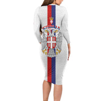 Serbia Coat Of Arms Srbija Eagle Long Sleeve Bodycon Dress Traditional Serbian Heraldic Crest White Double Headed Eagle