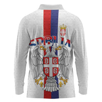Serbia Coat Of Arms Srbija Eagle Long Sleeve Polo Shirt Traditional Serbian Heraldic Crest White Double Headed Eagle