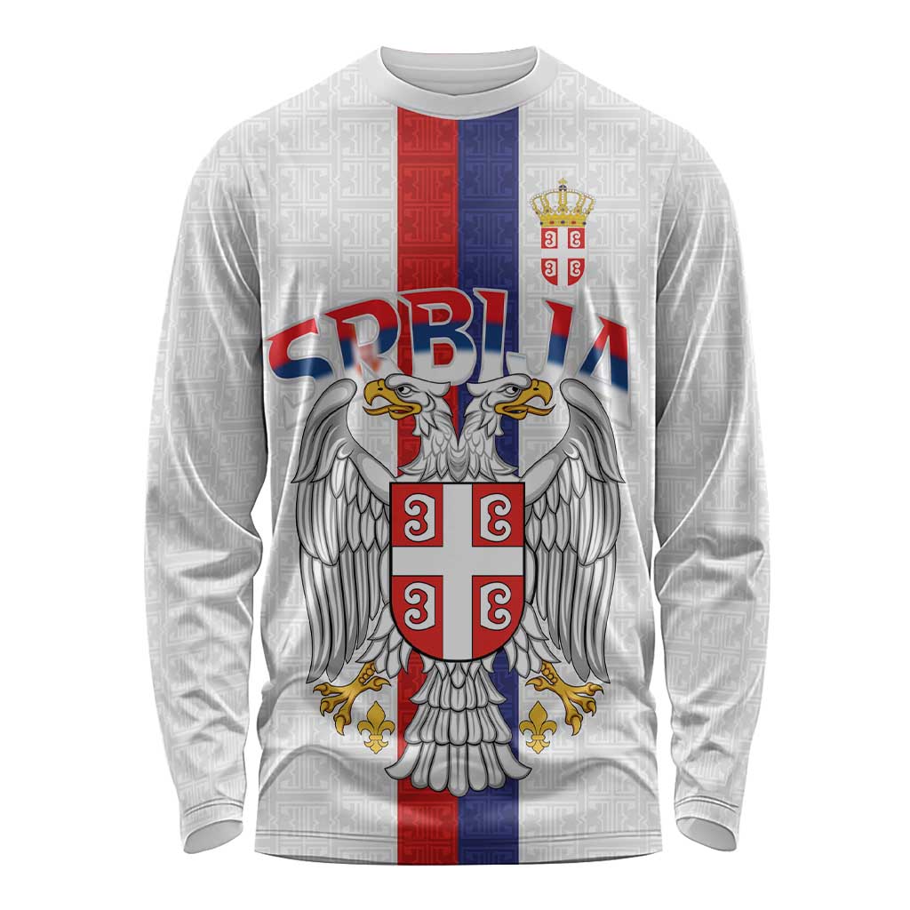 Serbia Coat Of Arms Srbija Eagle Long Sleeve Shirt Traditional Serbian Heraldic Crest White Double Headed Eagle