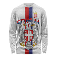 Serbia Coat Of Arms Srbija Eagle Long Sleeve Shirt Traditional Serbian Heraldic Crest White Double Headed Eagle