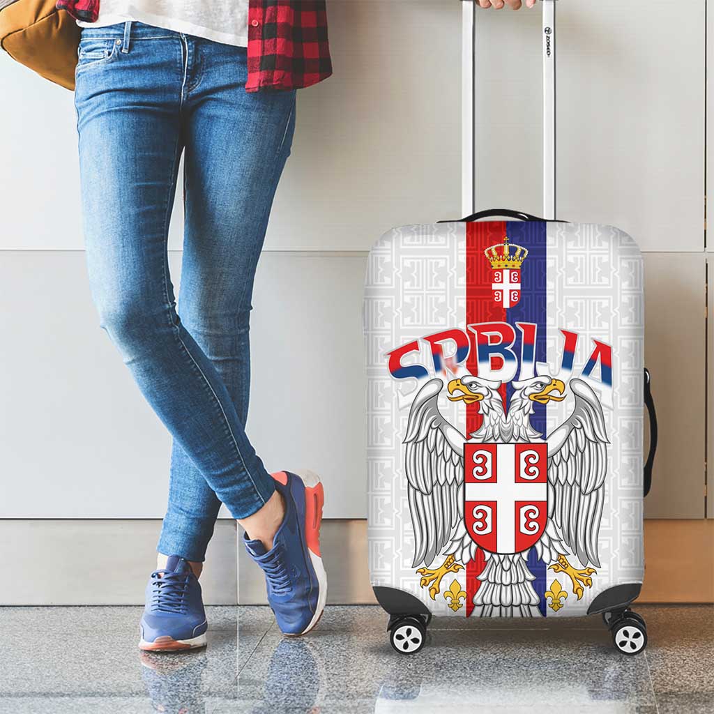 Serbia Coat Of Arms Srbija Eagle Luggage Cover Traditional Serbian Heraldic Crest White Double Headed Eagle