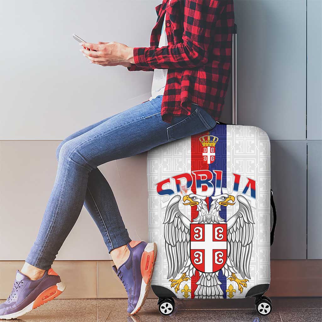 Serbia Coat Of Arms Srbija Eagle Luggage Cover Traditional Serbian Heraldic Crest White Double Headed Eagle