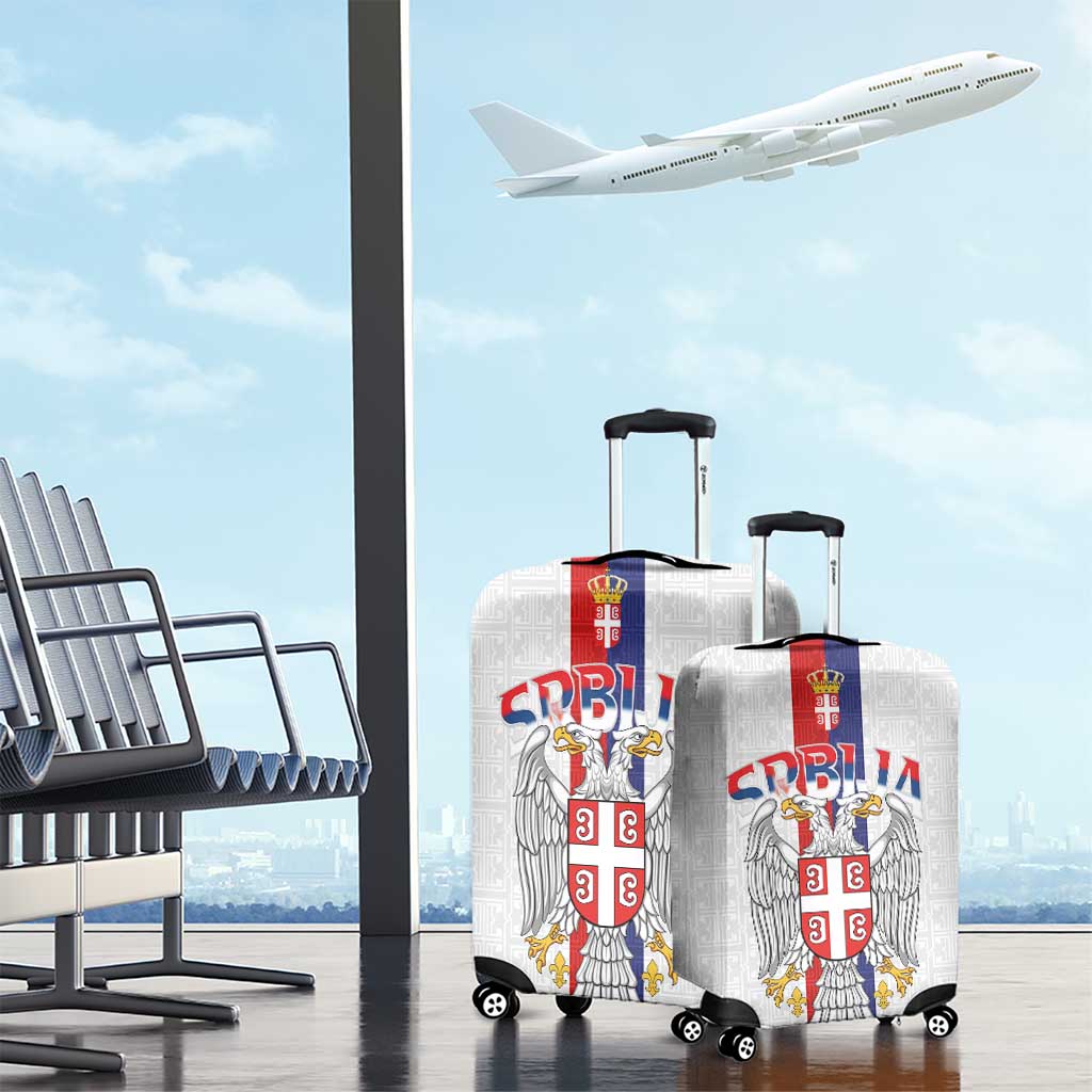 Serbia Coat Of Arms Srbija Eagle Luggage Cover Traditional Serbian Heraldic Crest White Double Headed Eagle