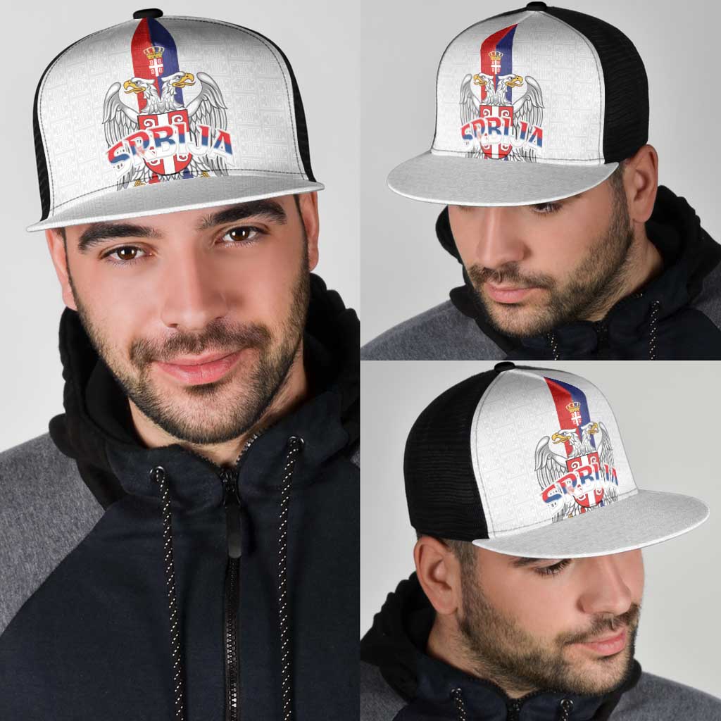 Serbia Coat Of Arms Srbija Eagle Mesh Trucker Cap Traditional Serbian Heraldic Crest White Double Headed Eagle