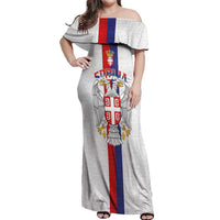 Serbia Coat Of Arms Srbija Eagle Off Shoulder Maxi Dress Traditional Serbian Heraldic Crest White Double Headed Eagle
