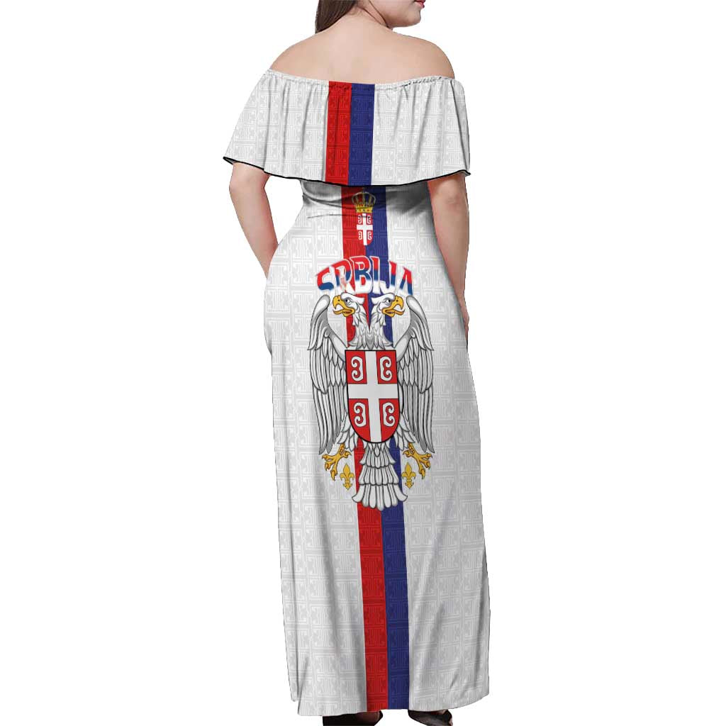 Serbia Coat Of Arms Srbija Eagle Off Shoulder Maxi Dress Traditional Serbian Heraldic Crest White Double Headed Eagle