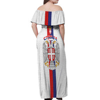 Serbia Coat Of Arms Srbija Eagle Off Shoulder Maxi Dress Traditional Serbian Heraldic Crest White Double Headed Eagle