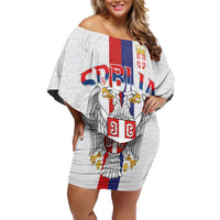 Serbia Coat Of Arms Srbija Eagle Off Shoulder Short Dress Traditional Serbian Heraldic Crest White Double Headed Eagle