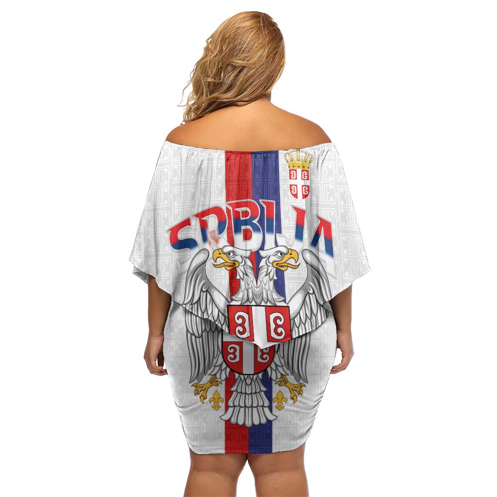 Serbia Coat Of Arms Srbija Eagle Off Shoulder Short Dress Traditional Serbian Heraldic Crest White Double Headed Eagle
