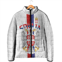 Serbia Coat Of Arms Srbija Eagle Padded Jacket Traditional Serbian Heraldic Crest White Double Headed Eagle