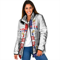 Serbia Coat Of Arms Srbija Eagle Padded Jacket Traditional Serbian Heraldic Crest White Double Headed Eagle