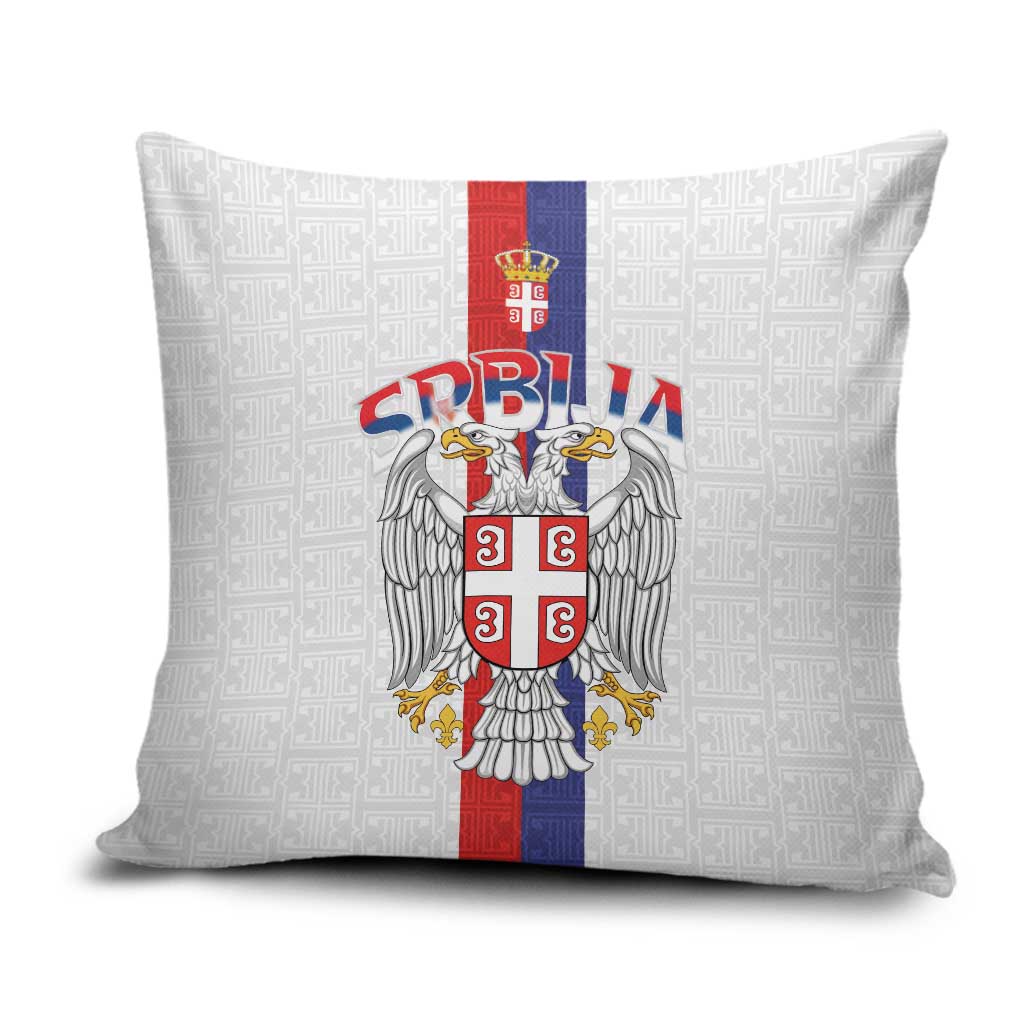 Serbia Coat Of Arms Srbija Eagle Pillow Cover Traditional Serbian Heraldic Crest White Double Headed Eagle