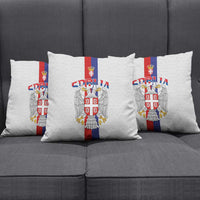Serbia Coat Of Arms Srbija Eagle Pillow Cover Traditional Serbian Heraldic Crest White Double Headed Eagle