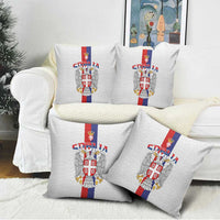 Serbia Coat Of Arms Srbija Eagle Pillow Cover Traditional Serbian Heraldic Crest White Double Headed Eagle