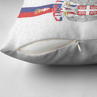 Serbia Coat Of Arms Srbija Eagle Pillow Cover Traditional Serbian Heraldic Crest White Double Headed Eagle