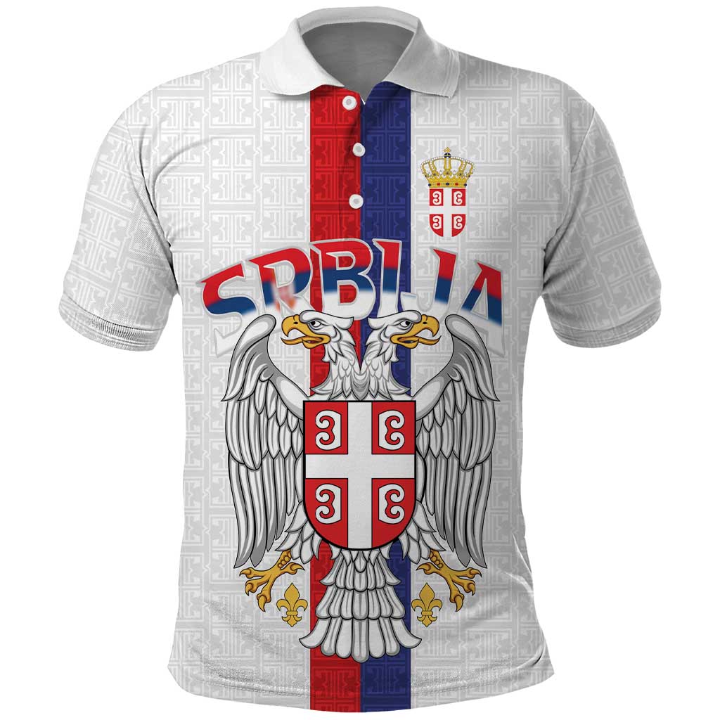 Serbia Coat Of Arms Srbija Eagle Polo Shirt Traditional Serbian Heraldic Crest White Double Headed Eagle
