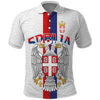 Serbia Coat Of Arms Srbija Eagle Polo Shirt Traditional Serbian Heraldic Crest White Double Headed Eagle